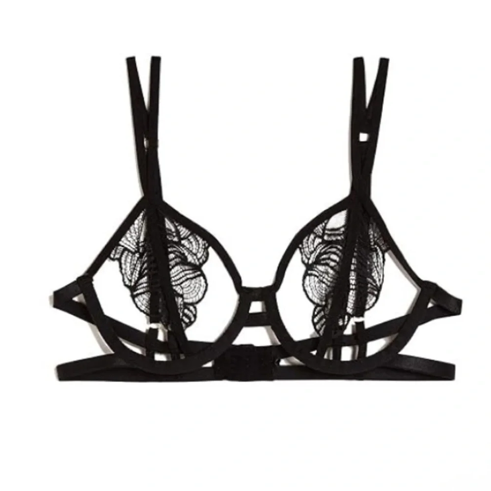 New! Bluebella Emerson open cup Black Lace unlined Strappy Bra 1804